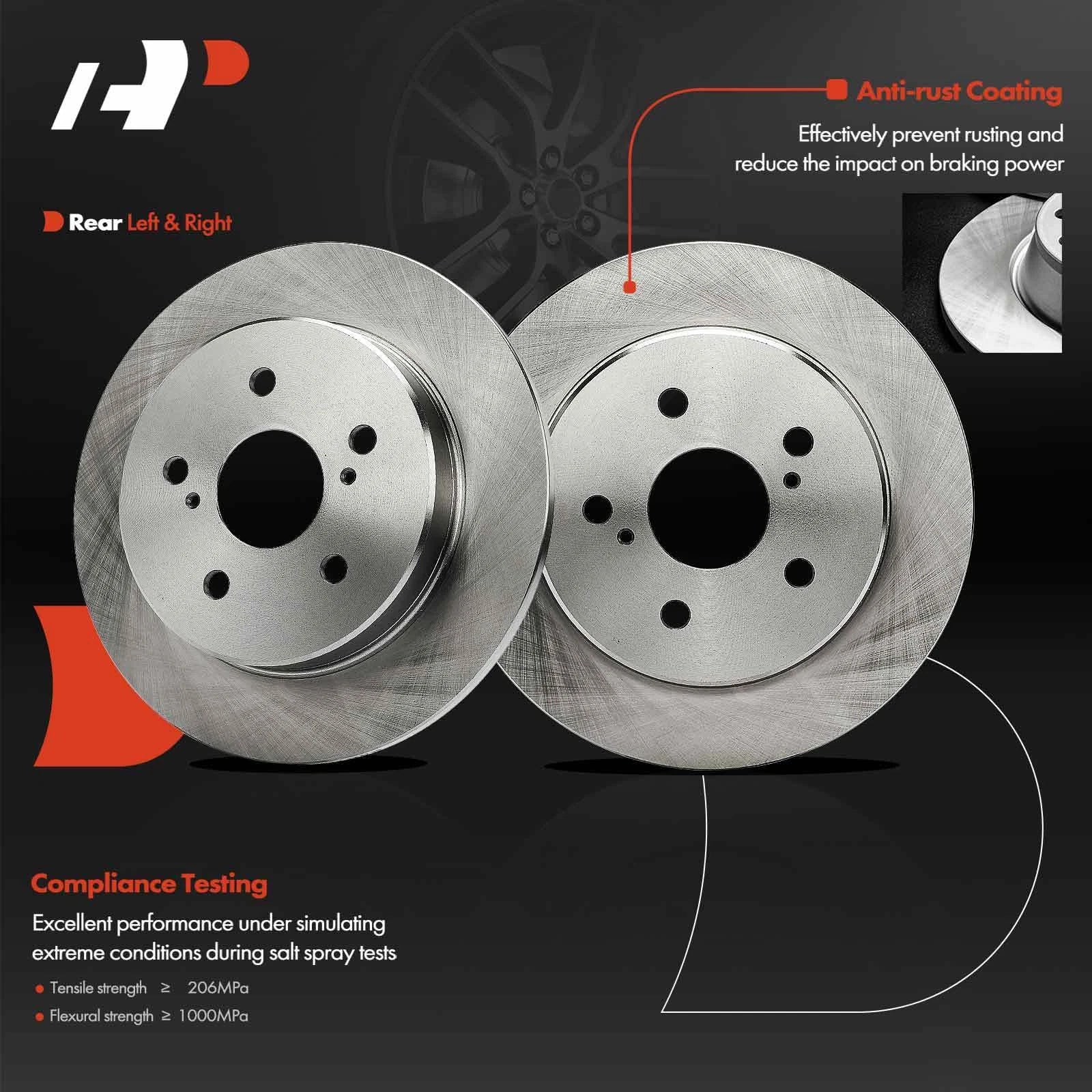 Ceramic Brake Pad & Rear Disc Rotor Set for Toyota Camry (2018–2021)
