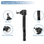 6pcs Front Inner Outer Tie Rod End Link for Ford Edge (2007–2014) No.EV800576/ES800473