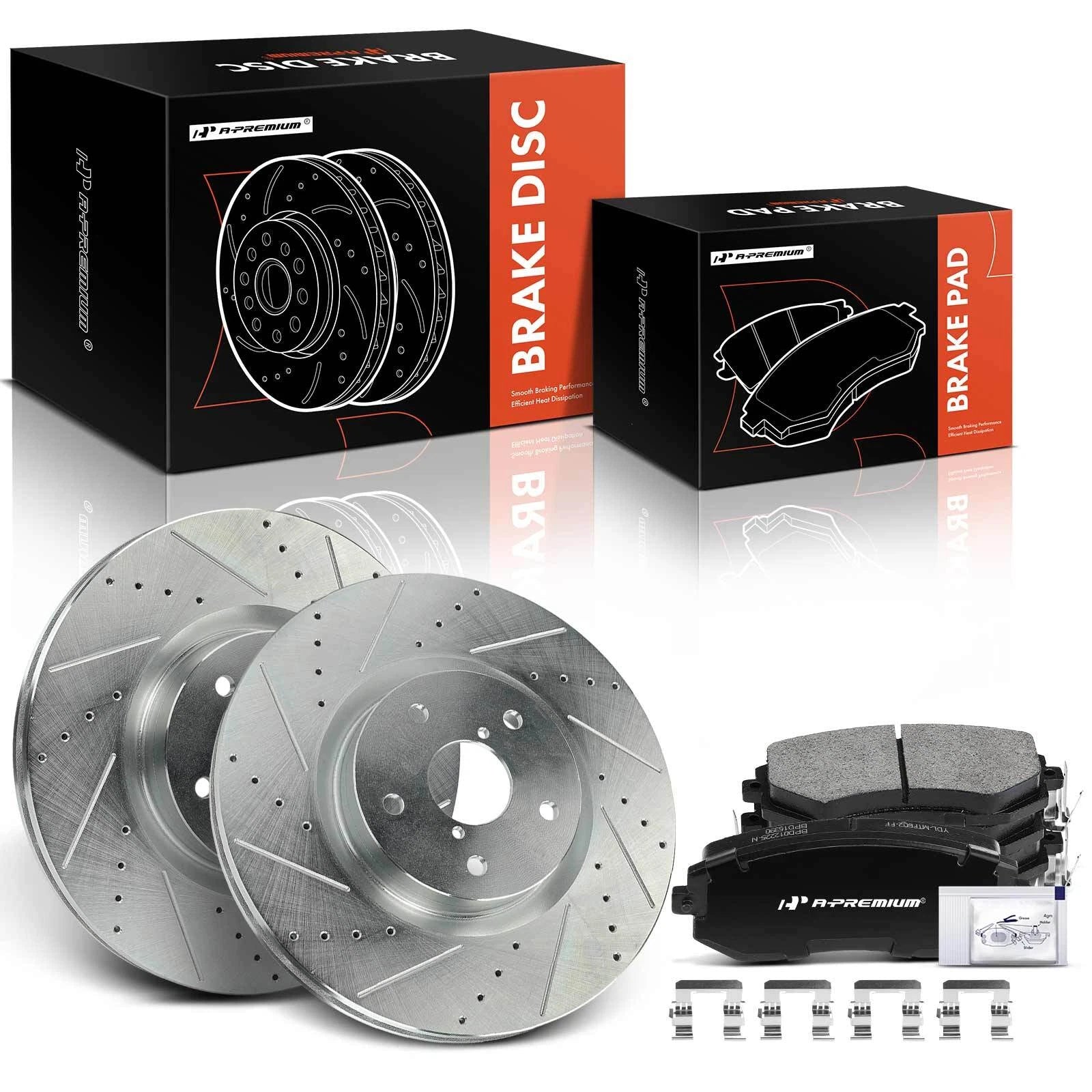 Front Drilled Brake Rotors & Ceramic Pads for Subaru Impreza WRX STI (2008–2014)