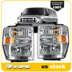 2X Headlight Assembly for Ford E150 E250 E350 E450 Econoline Van