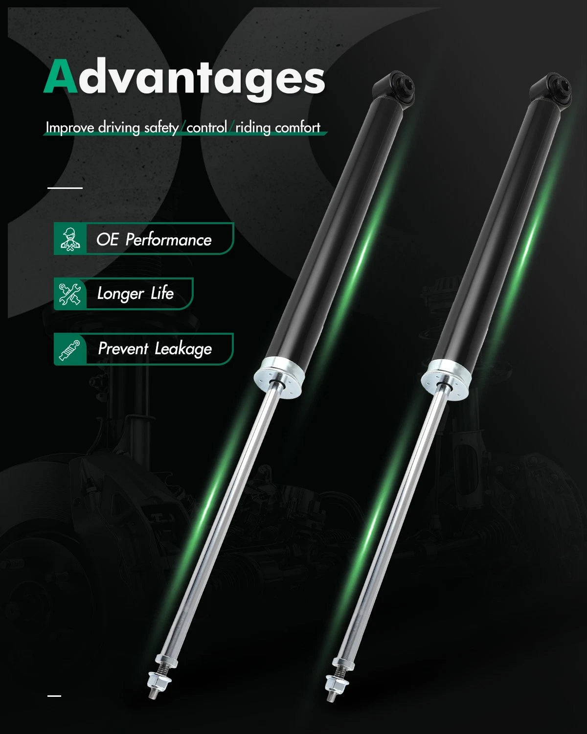 Set of 2 Rear Shock Struts for Mazda 3 Sport (2014–2018)