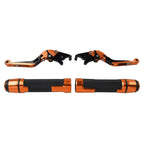 Orange Extendable Brake Clutch Lever Grip Set for BMW R1200GS R1250GS (2013-2023)