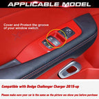 Glossy Red Door Window Lift Button Panel Trim Cover for Dodge Challenger (2015-2025)