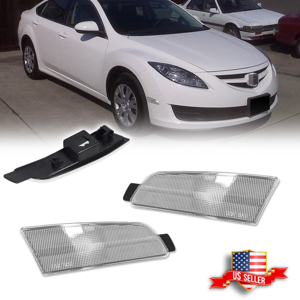 Clear Lens Front Bumper Side Marker Reflector Lights for Mazda 6 (2009–2013)