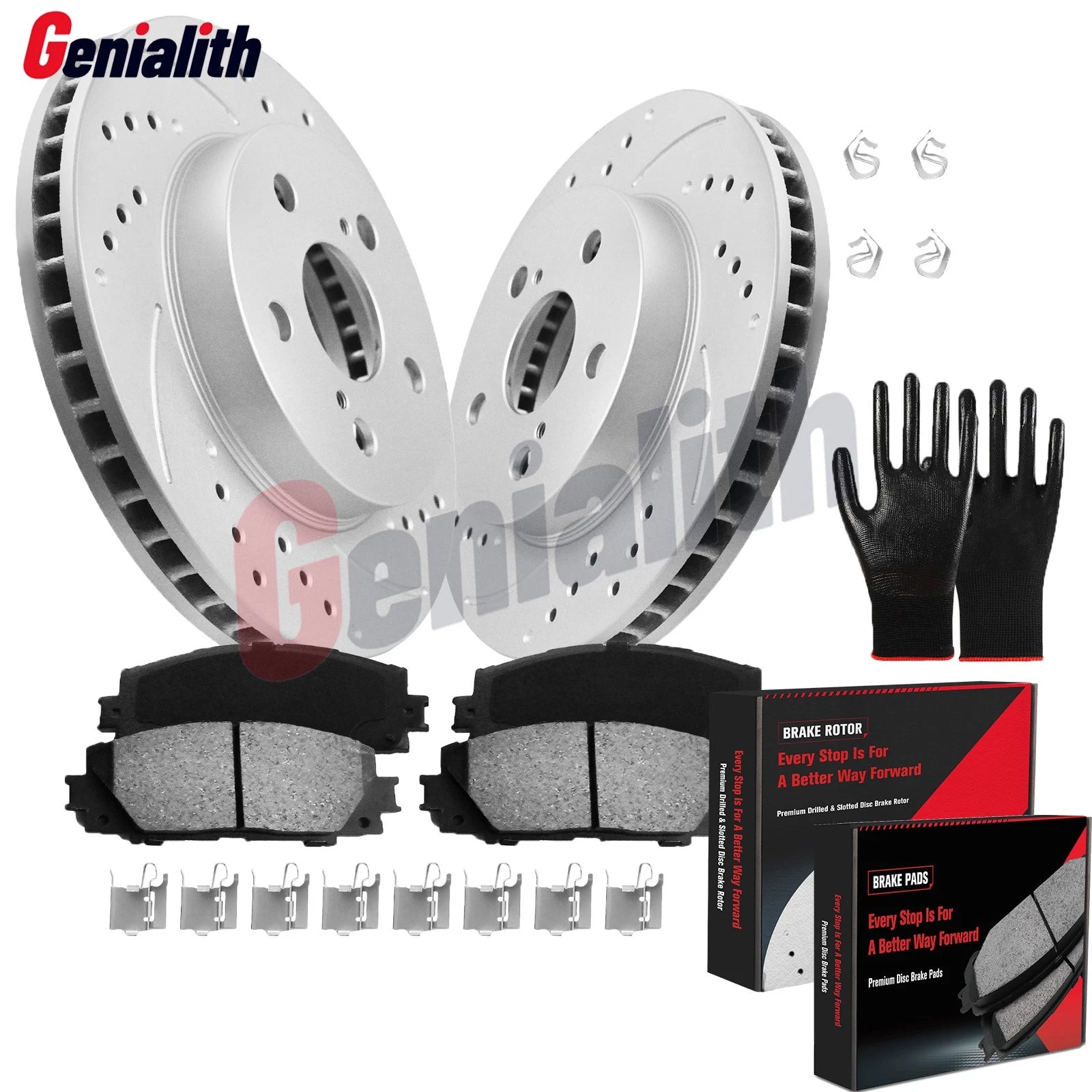 Front Brake Rotors & Ceramic Brake Pads Kit for Toyota Prius (2016–2022)