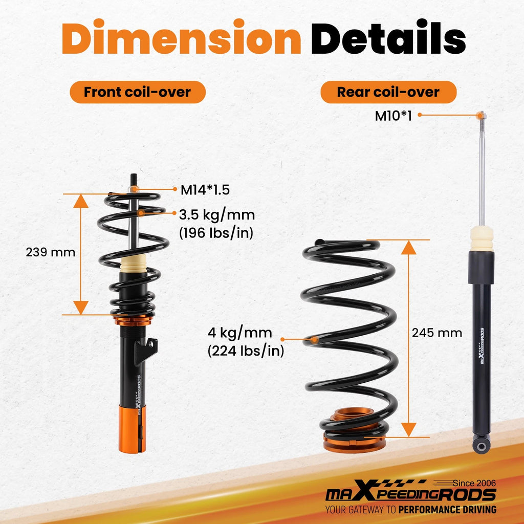 Coilover Suspension for VW Jetta MK5 MK6, Golf GTI (2006–2018)