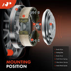 2X Rear Brake Drums for Ford Focus (2009-2011) with Wiring Harness