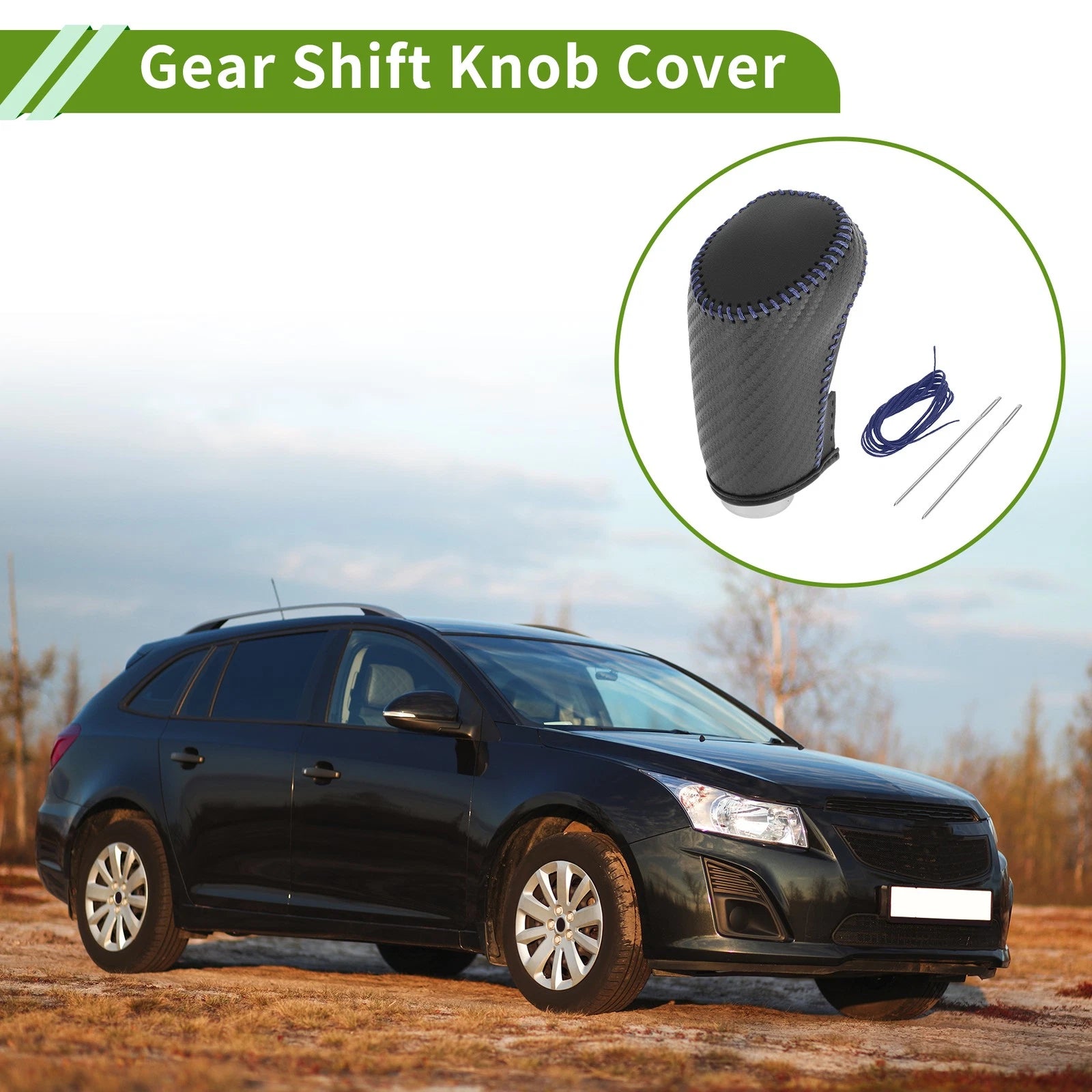 Gear Shift Knob Cover for Chevrolet Malibu (Black Carbon Fiber)