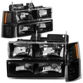 Black Headlight, Amber Side Corner, Red LED Tail Light for Chevy C10 C/K (1994–2002)