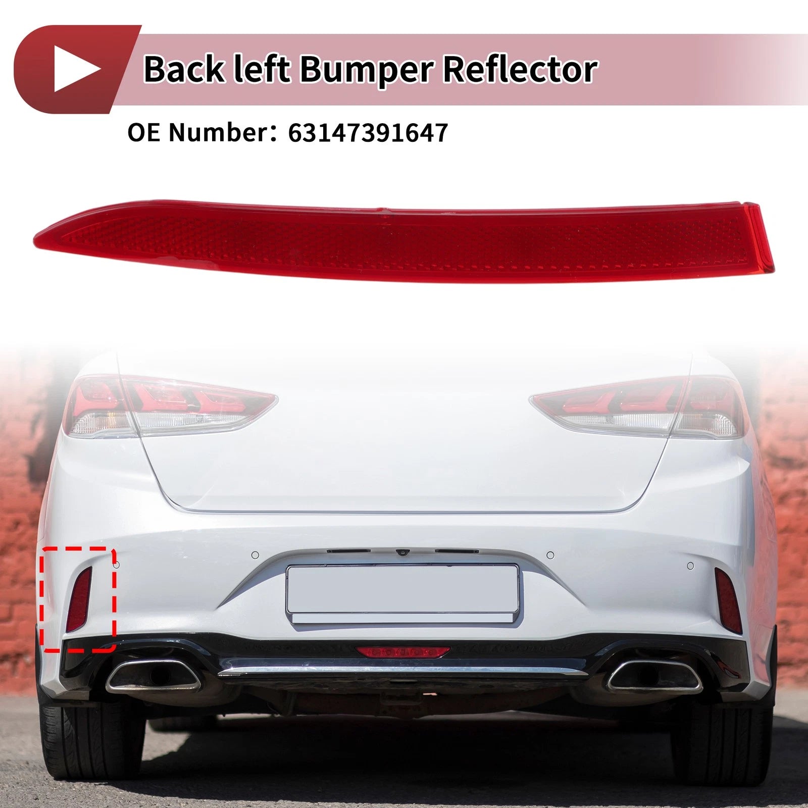 Rear Left Bumper Reflector No. 63147391647 for BMW 6 Series (2018–2023)