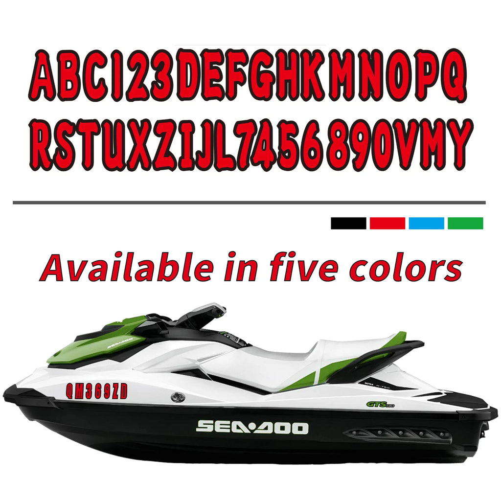 Set of 4 Red Decals A-Z & 0-9 for Boat Registration Stickers