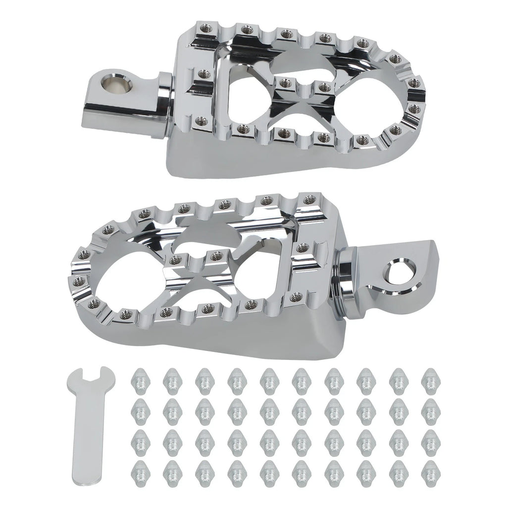 CNC Wide Fat Foot Pegs for Harley Dyna Sportster Fatboy (Pair)