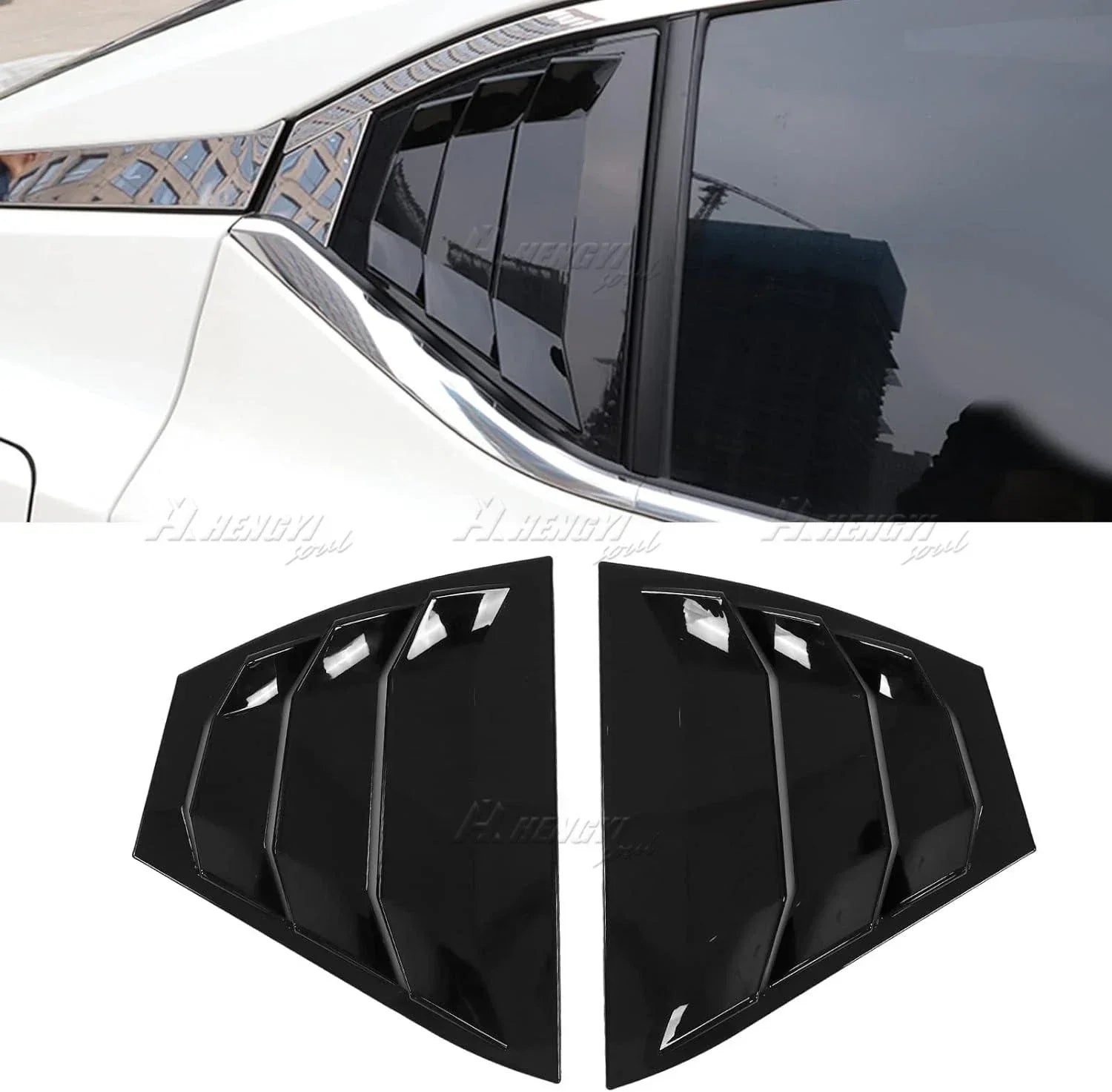 Gloss Black Rear Louver Vent Shutter Cover Trim for Nissan Sentra (2024–2024)