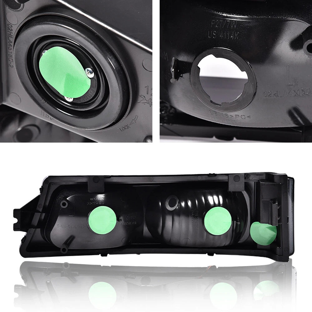 Smoked Corner Headlights and Signal Bumper Lamp for Chevy Silverado (2003–2007)