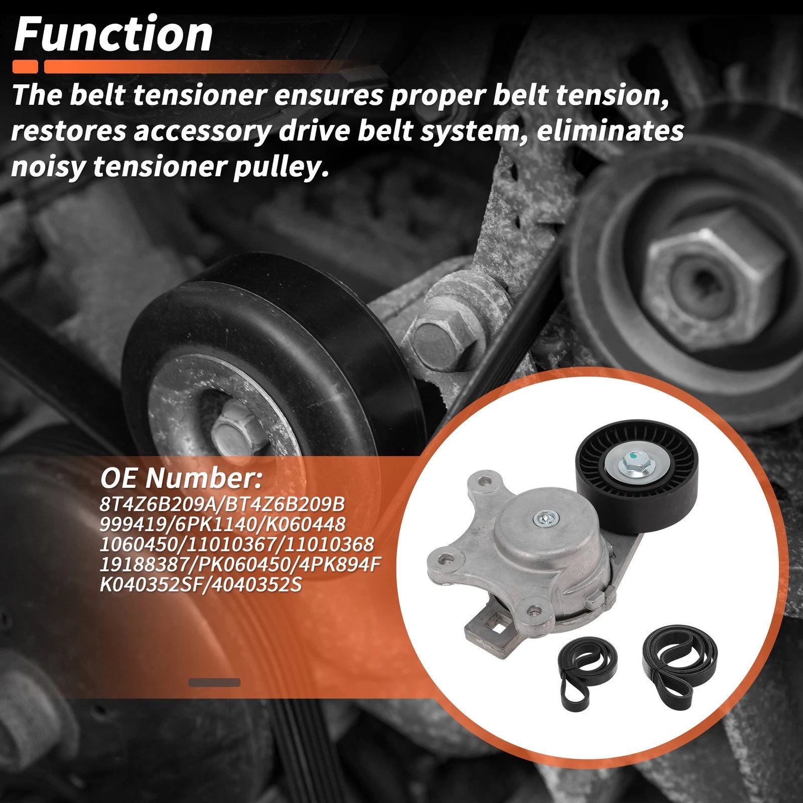Set of 1 Drive Belt Tensioner Kit for Ford Edge V6 3.5L (2007–2009) 8T4Z6B209A