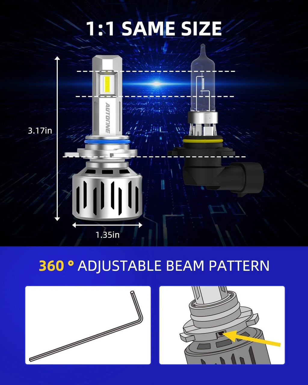 2X 9012 HIR2 LED Headlight Bulbs Kit for High/Low Beam