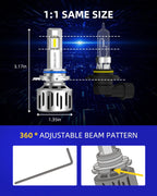 2X 9012 HIR2 LED Headlight Bulbs Kit for High/Low Beam