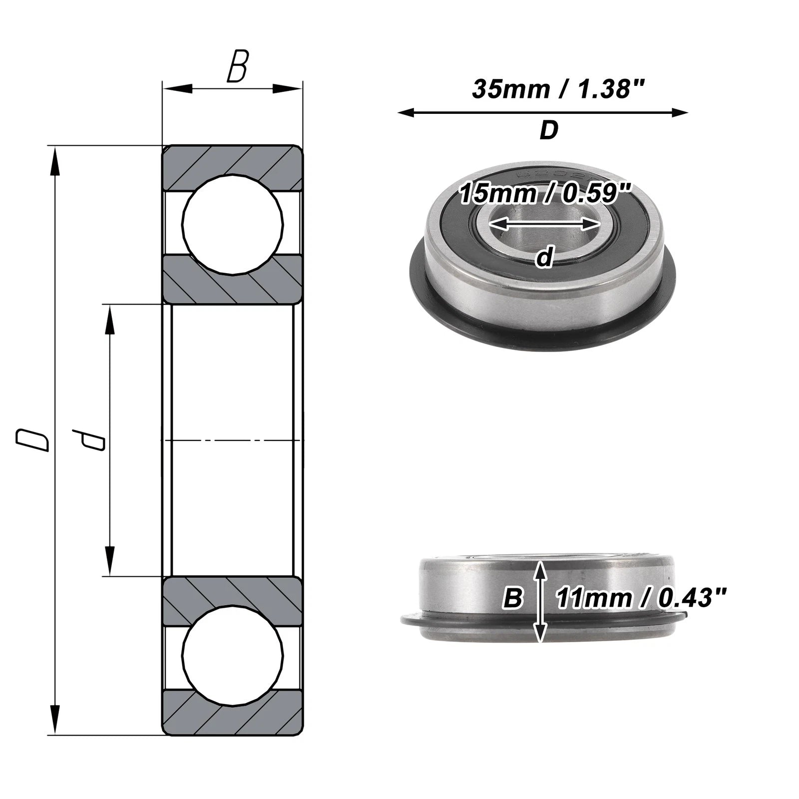 6202NR2RS Deep Groove Ball Bearing for Scooter Skateboard (15x35x11mm)