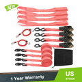 Set of 4 Ratchet Tie Down Straps for Secure Cargo (15 FT)