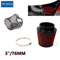 3" Dry Air Filter Inlet Cold Air Intake Cone for Cars