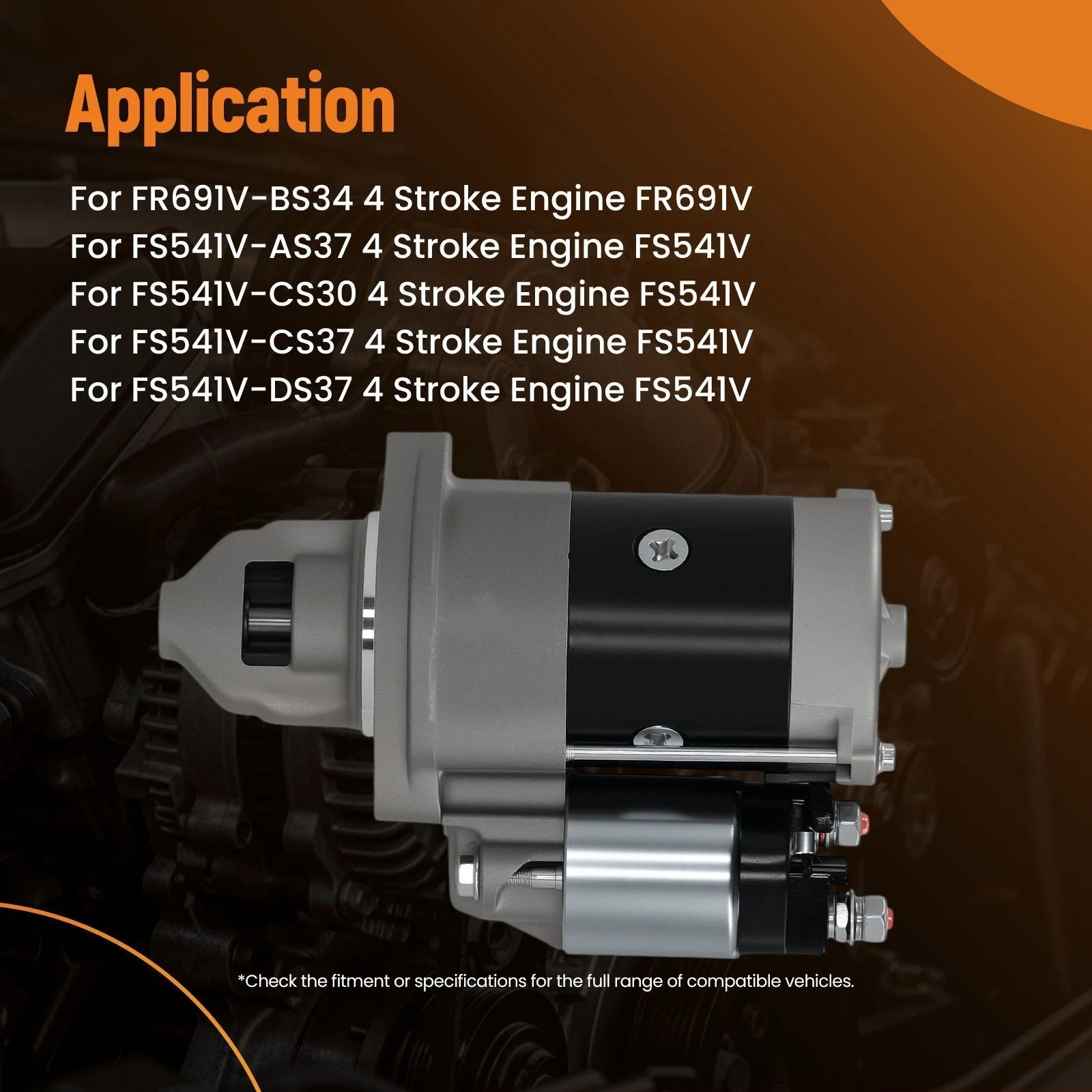 Starter Motor 12V 1.4kW for FR691V FT730V FX691V (4 Stroke, 10 Teeth)