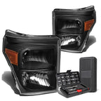 Pair of Black/Amber Corner Headlight Lamps for Ford Super Duty (2011–2016)