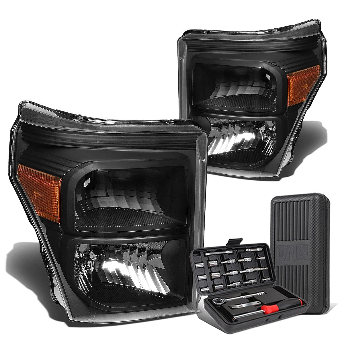 Pair of Black/Amber Corner Headlight Lamps for Ford Super Duty (2011–2016)