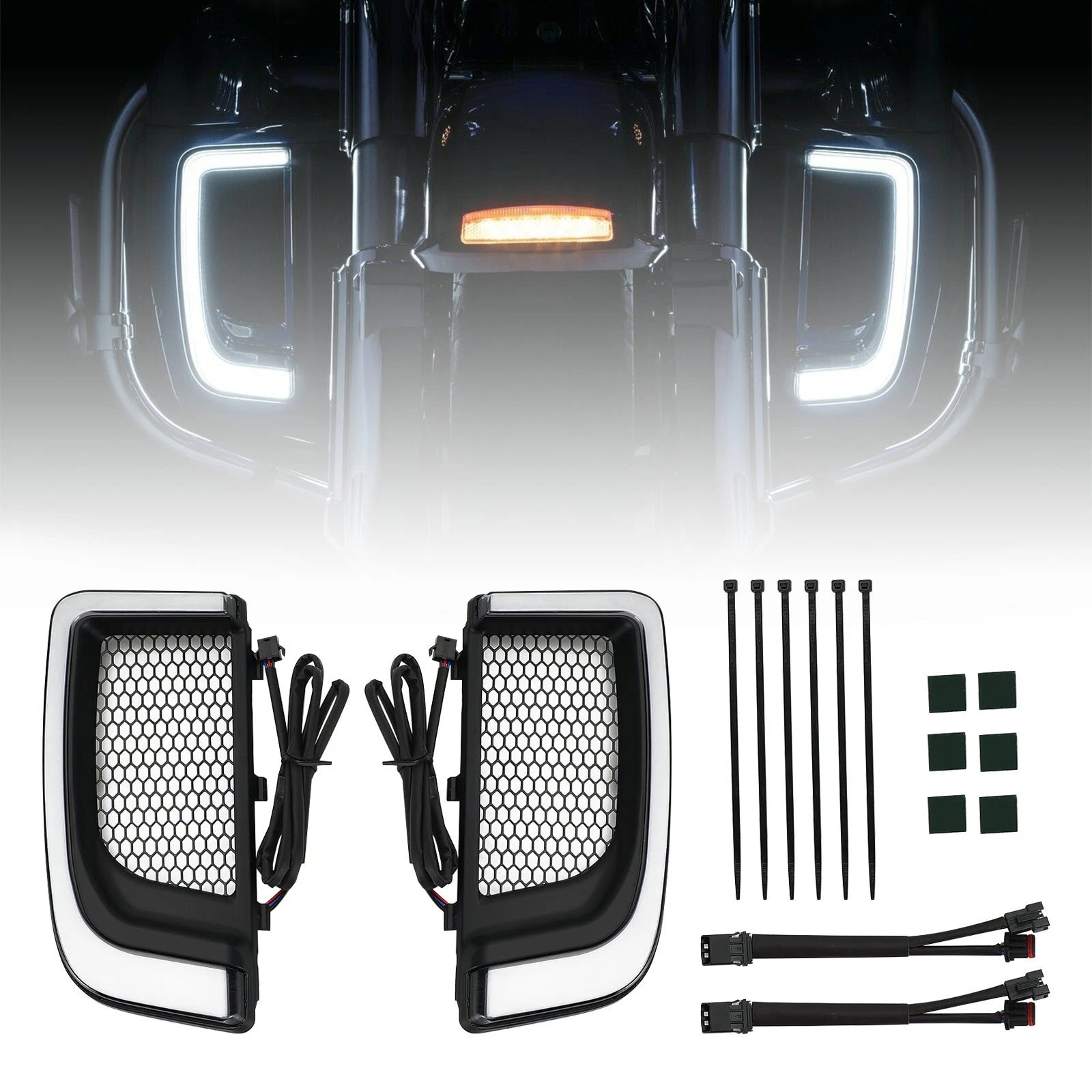 Tracer LED Lower Fairing Grills Lights for Electra FLH/T Road Glide (N/A)