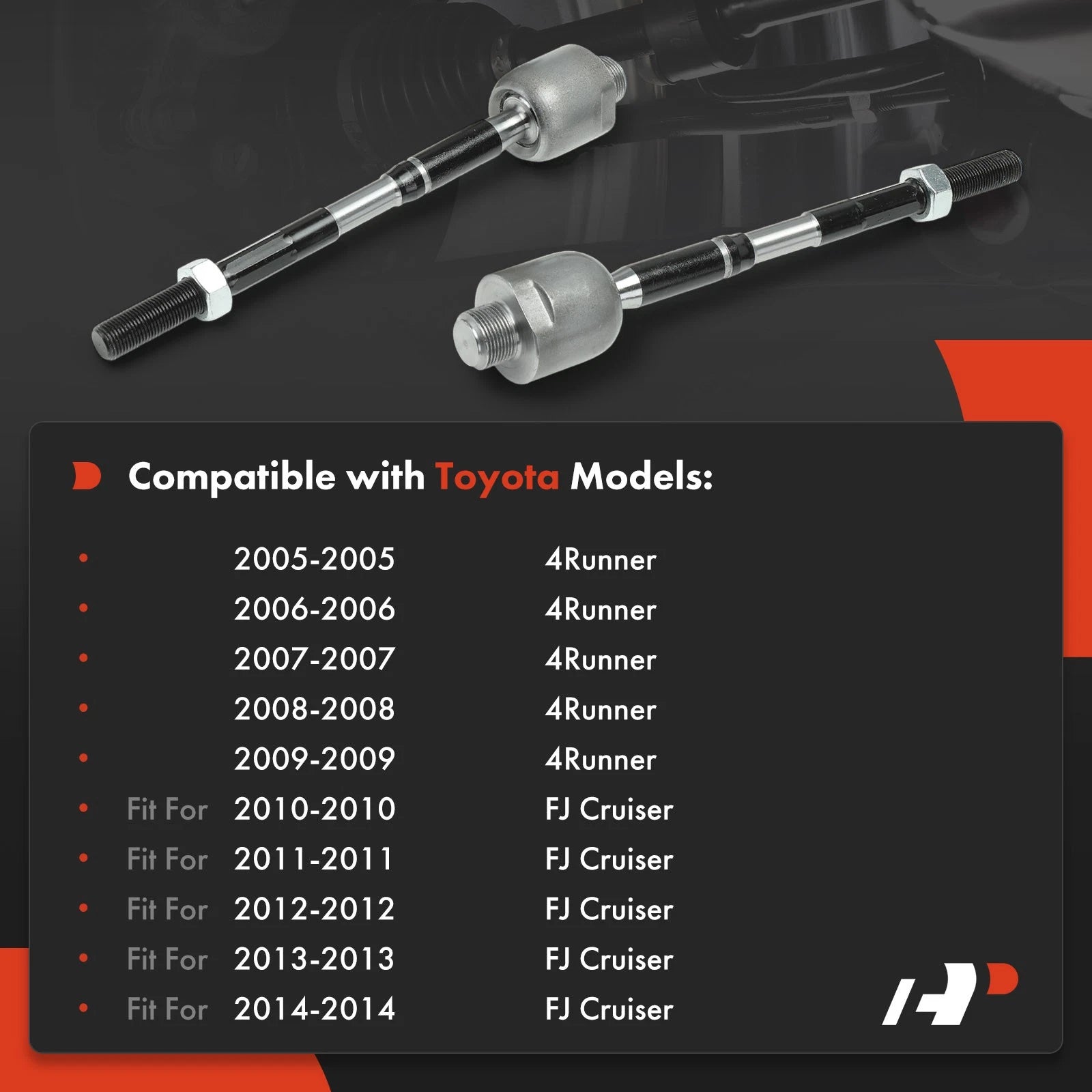 2x Front Inner Tie Rod End for Toyota 4Runner (2010-2023)