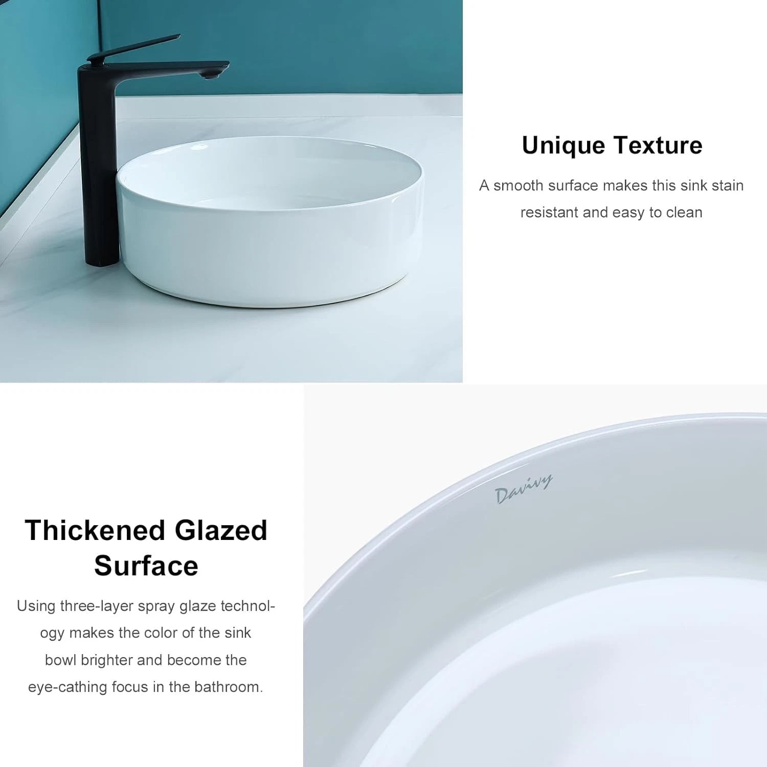 Ceramic Bathroom Vessel Sink 16" x 16" with Pop Up Drain for All Models
