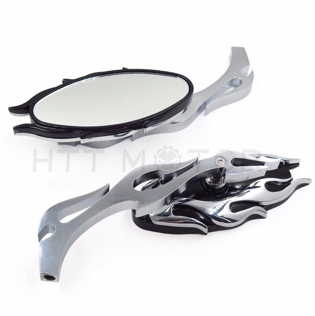 Chrome CNC Rearview Side Mirror for Motorcycle Cruiser Chopper (8mm, 10mm)