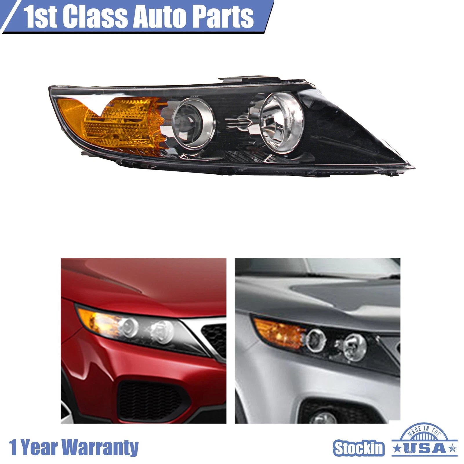 Headlight Assembly for Kia Sorento (2011-2013) Right Clear Lens
