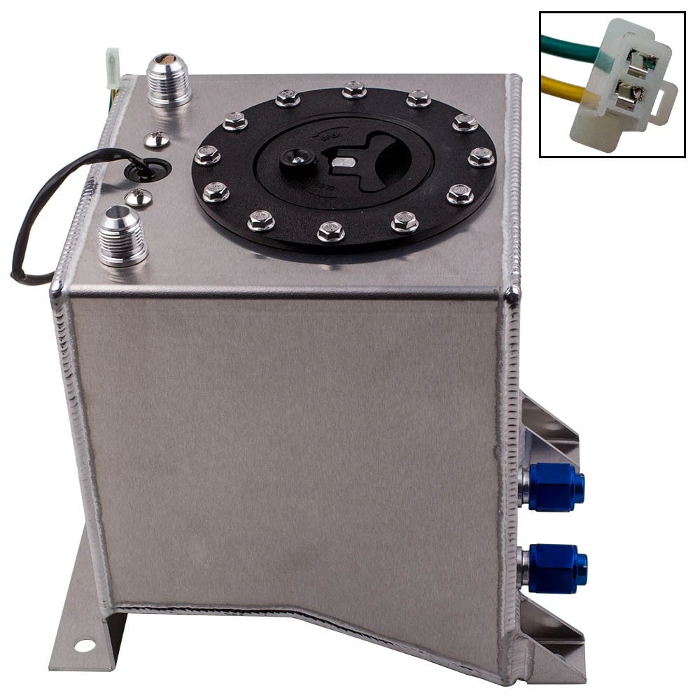 2.5 Gallon Aluminum Polished Fuel Cell Tank for Racing Drift with Level Sender