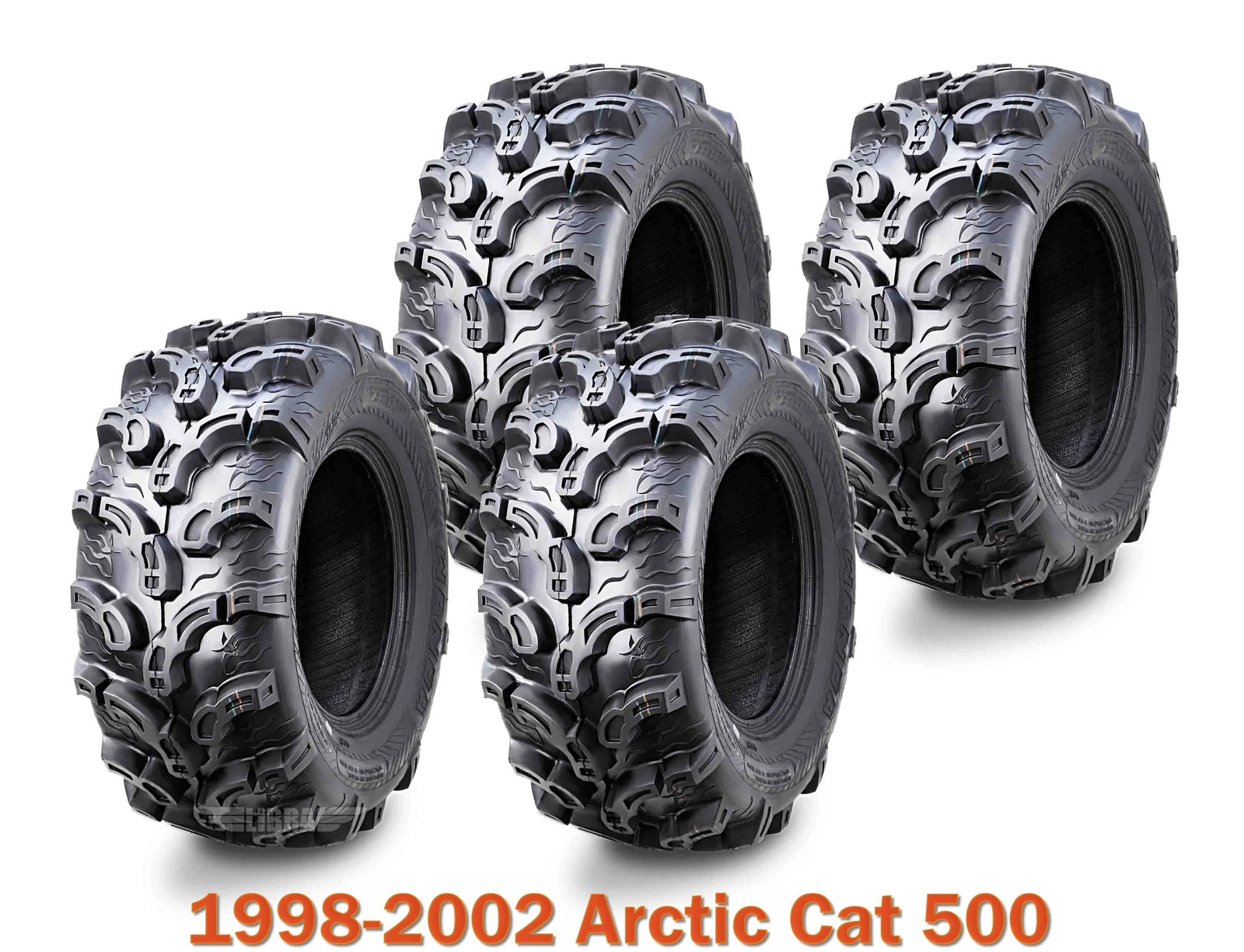 Set of 4 ATV Tires 25x10-12 for Arctic Cat 500 (1998–2002) Super Lug Mud