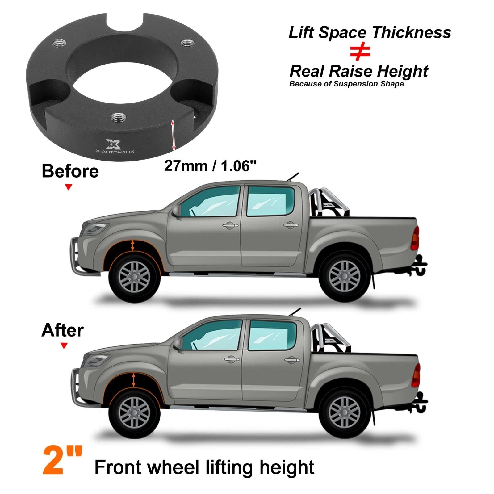 2" Front Leveling Lift Kit Strut Spacers for Toyota Tundra (2000–2006)
