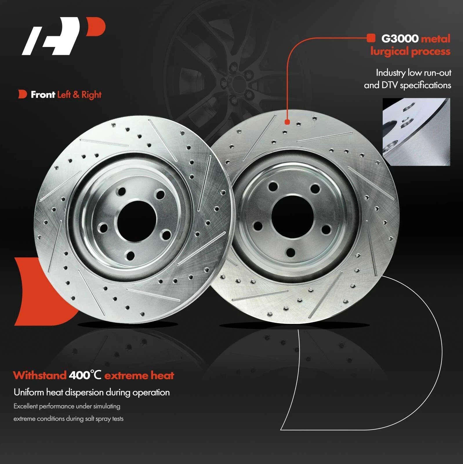 Front Drilled Brake Rotors & Ceramic Pads for Chevy Cobalt HHR (2005–2010)