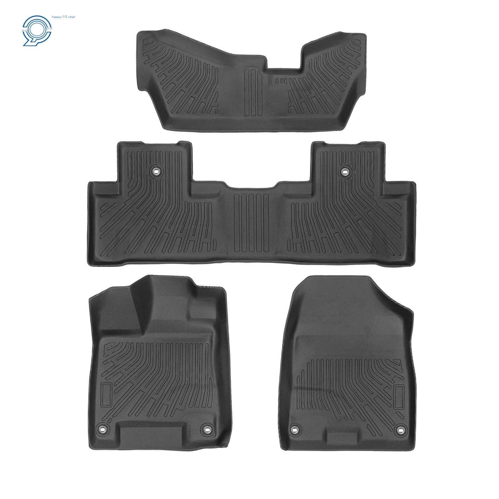 Set of 4 TPE Rubber Black All Weather Floor Mats for Acura MDX (2014–2020)