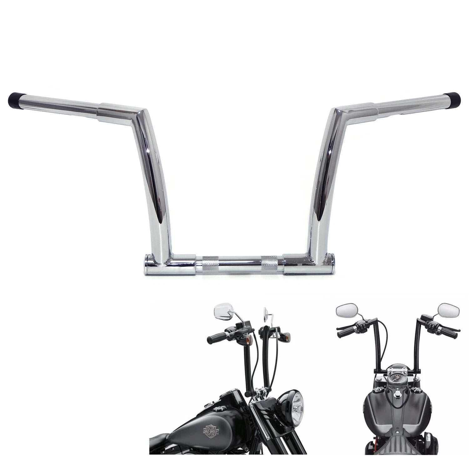 Chrome 12" Rise Handlebar for Harley FXDLS (2016–2017), FLS FLSS FLSTC FLST (2000–2017)