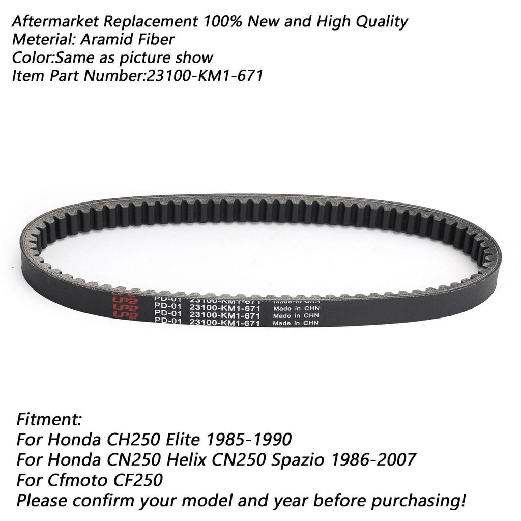 Drive Belt 23100-KM1-671 for Honda CH250 Elite CN250 Helix Spazio (–)