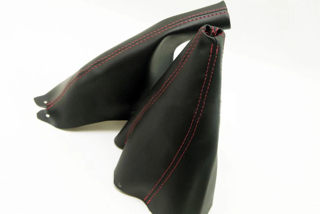 Manual & E Brake Boot Set for Mustang (1999–2004) Red Stitch Leather Synthetic