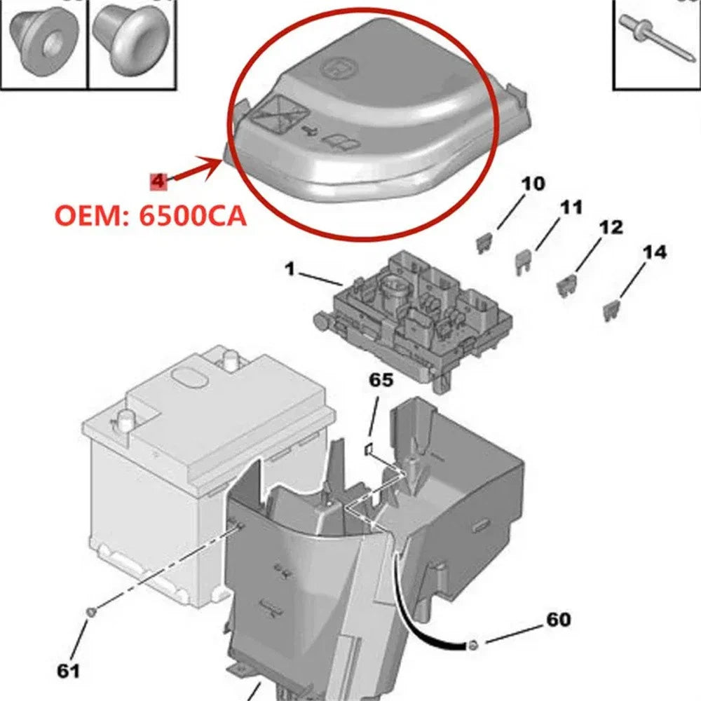 Fuse Box Upper Cover for Peugeot 3008 307 308 408 RCZ Citroen C4 DS5 (2007-2023)