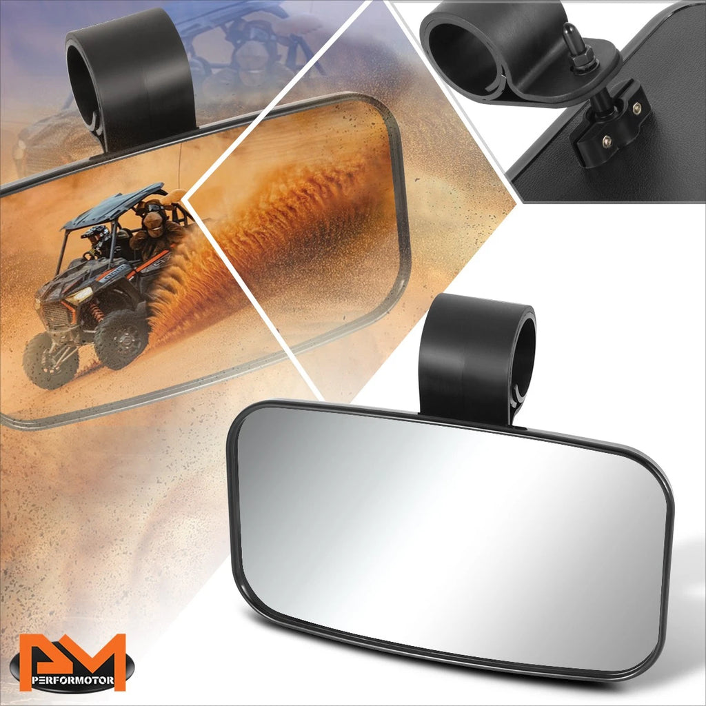 Universal UTV Rear View Mirror Roll Cage Bar Mount - Textured Convex