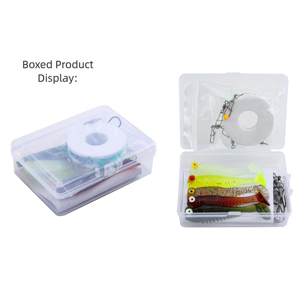 Fishing Lure Set of 5 Soft Silicone Baits with Swivel Hook (55cm, 7cm)