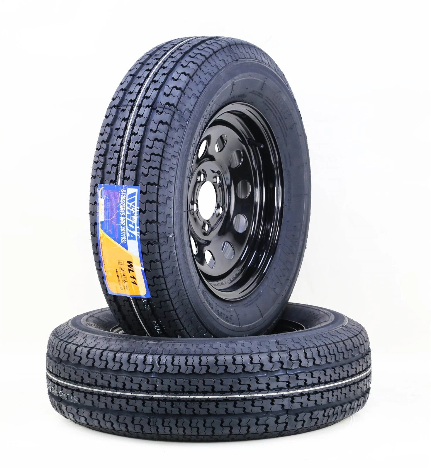 Set of 2 WINDA ST205/75R15 8-Ply Trailer Tire Rims 5 Lug Black Mod (2015–2023)