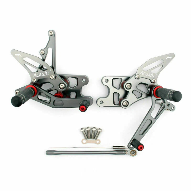 Adjustable Rearset for Suzuki GSX-R 1000 (2007–2008) - Aluminum Gray