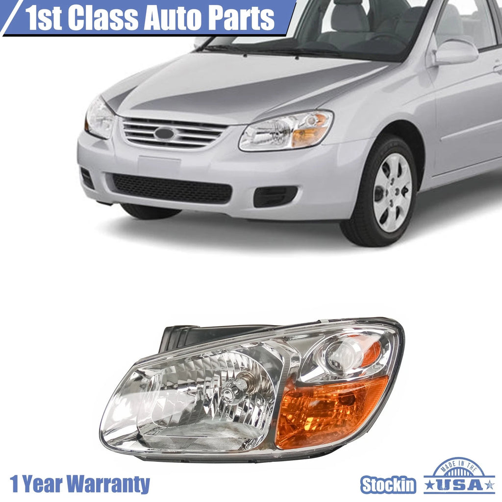 Headlight Assembly for Kia Spectra (2007–2009) Left Clear Lens Halogen Bulb