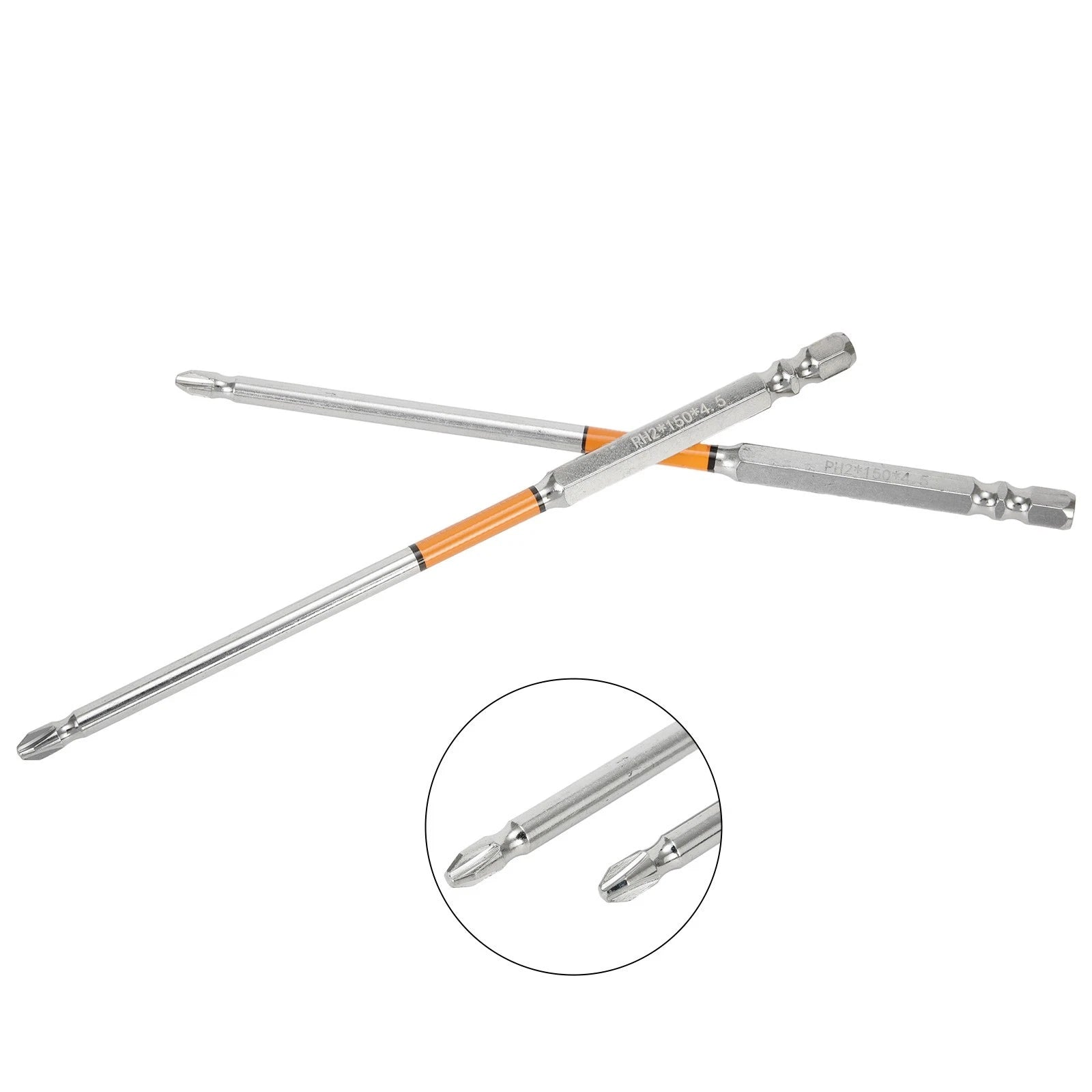 Set of 2 Screwdriver Bits 1/4" Hex 65mm 80mm Alloy Steel