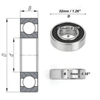 1 Pc 6002DDU Deep Groove Ball Bearing for Scooter Skateboard (15x32x9mm)