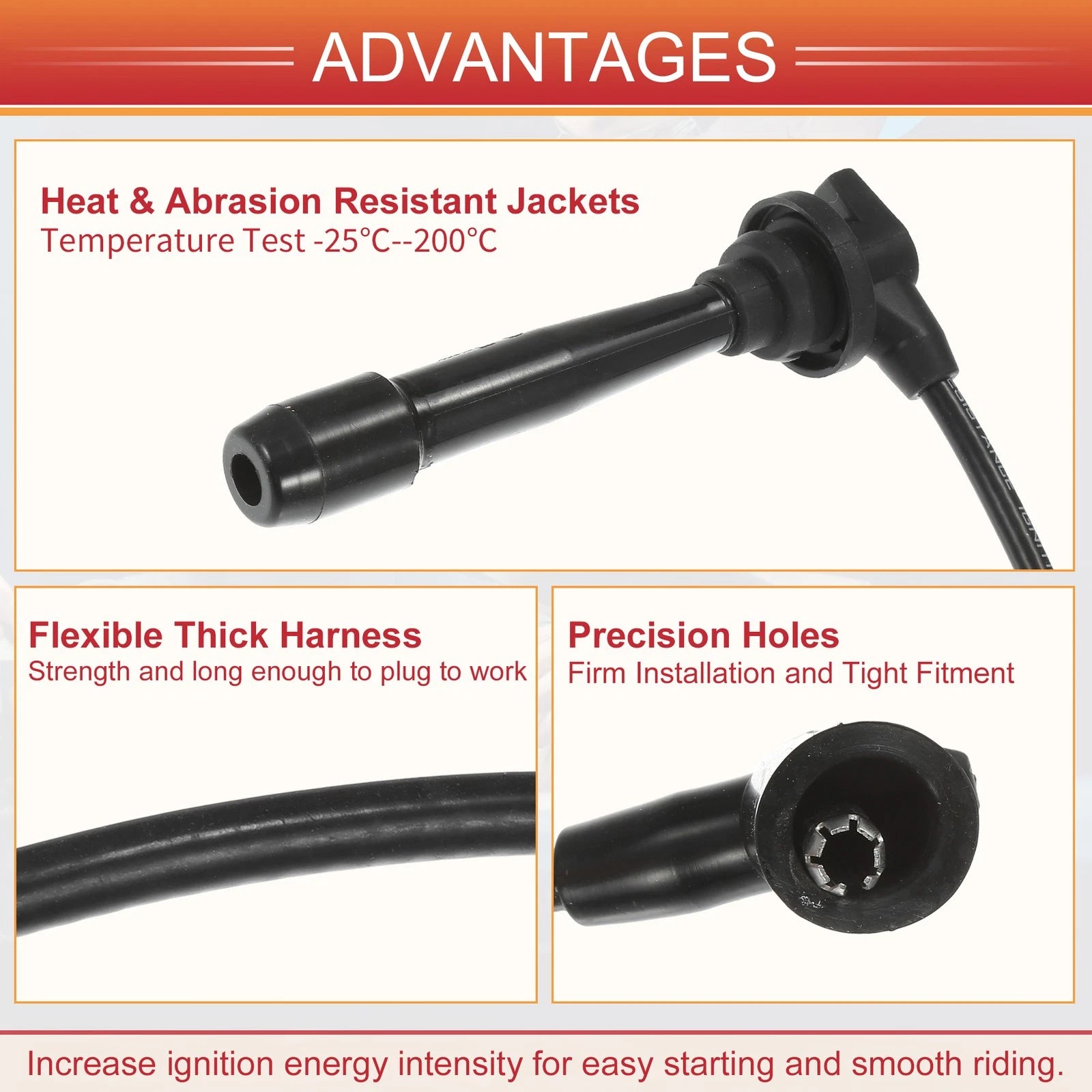Set of 4 Spark Plug Wire Ignition Coil Cables No. 2750126A00 for Hyundai Accent 