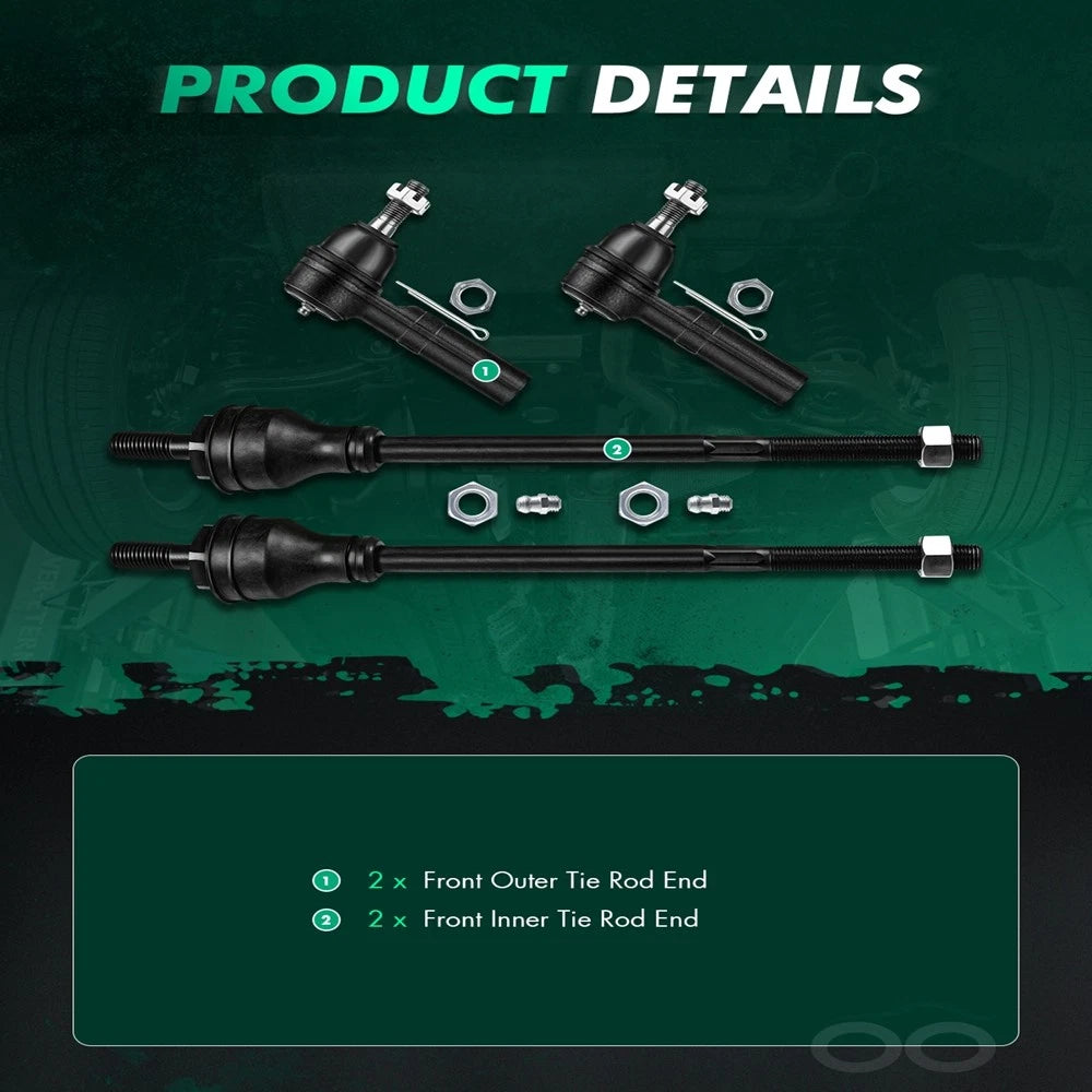 4pc Outer Tie Rod Kit for GMC Savana 2500 (2003–2010)